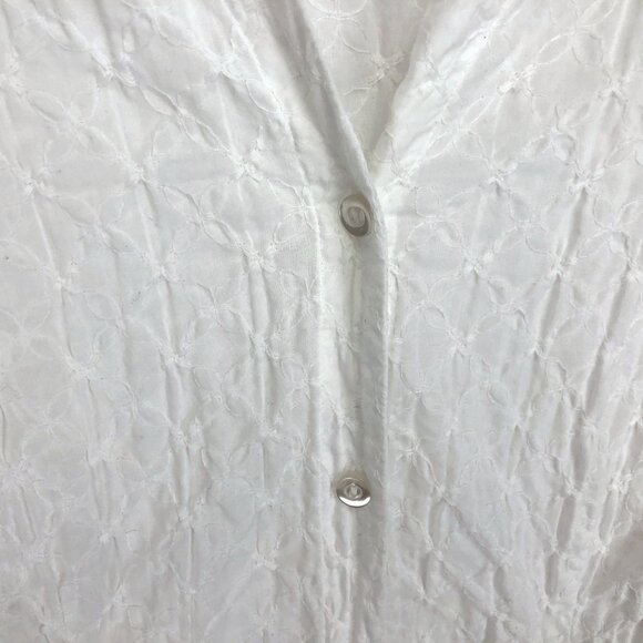 Liz Claiborne First Issue White Lace V-Neck Long Sleeve Button-Up Blouse Size M - Picture 4 of 9